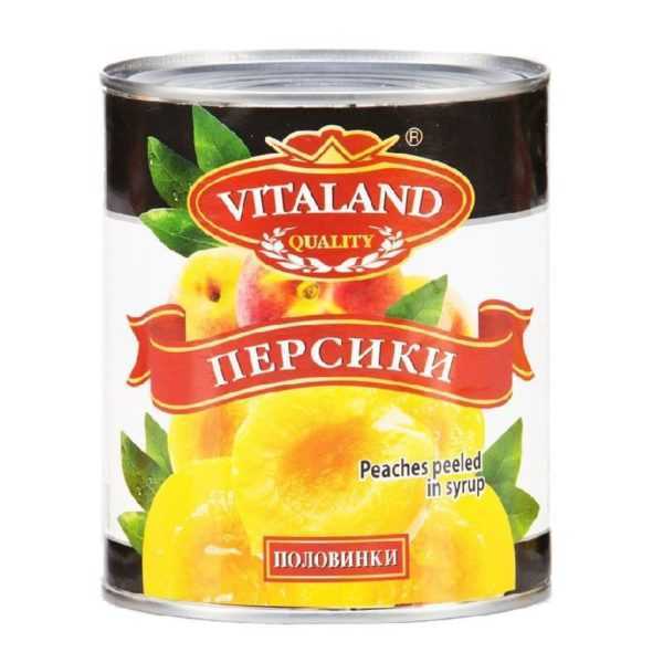 Персики консервированные 850мл VITALAND