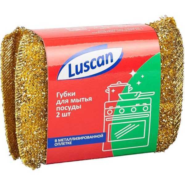 Губки д/мытья посуды Luscan поролоновые в металлизированной оплетке 115x78x28 мм 2 шт